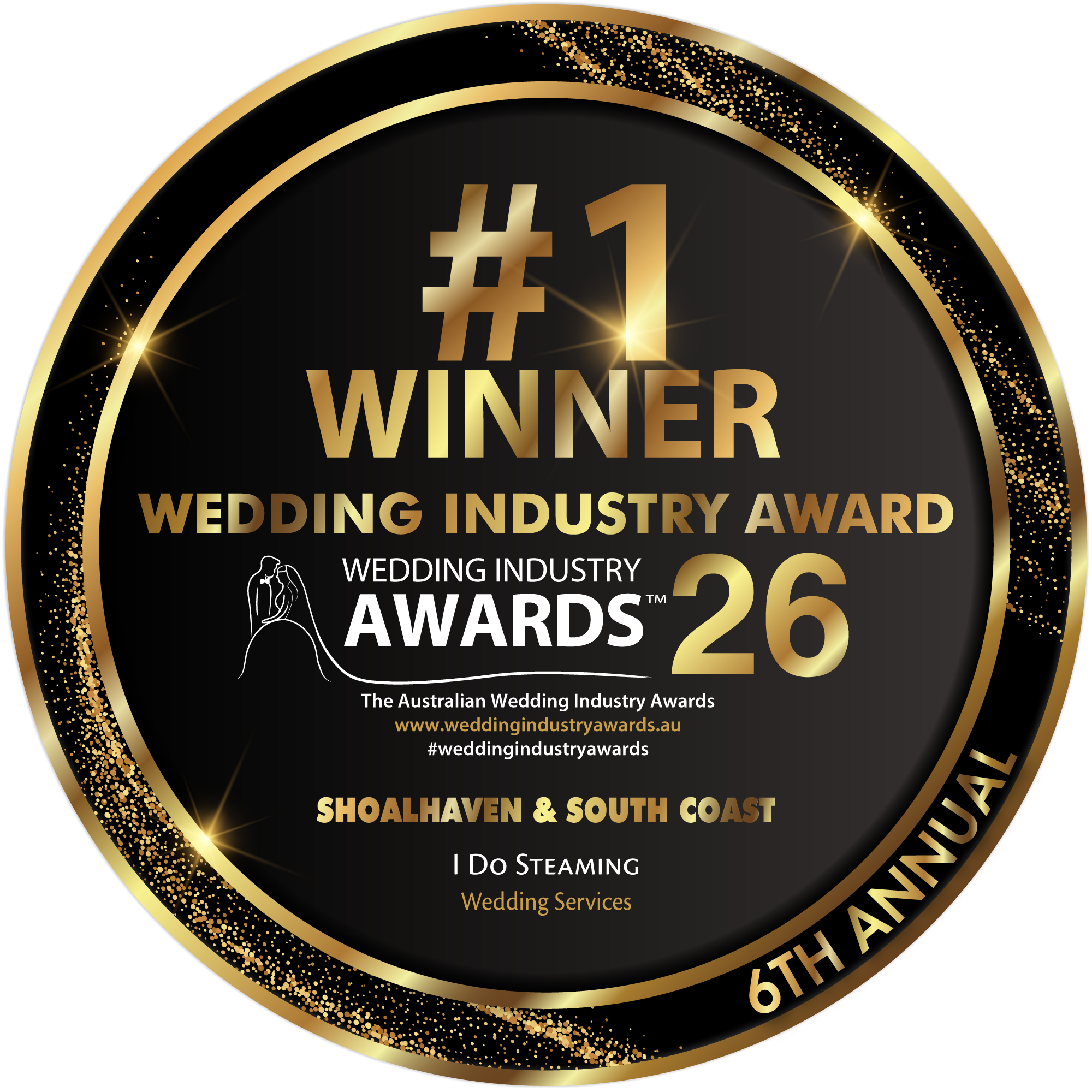 #1 Winner — 2026 Wedding Industry Awards, Shoalhaven & South Coast, Wedding Services, awarded to I Do Steaming